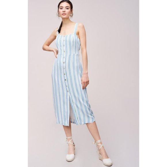 No Rest for Briget Cotton Candy LA Slip Dress M Blue White Striped Lined NWT - Picture 1 of 13
